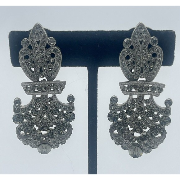 Vintage Tara Statement Hindged Bling Earrings - Picture 4 of 9